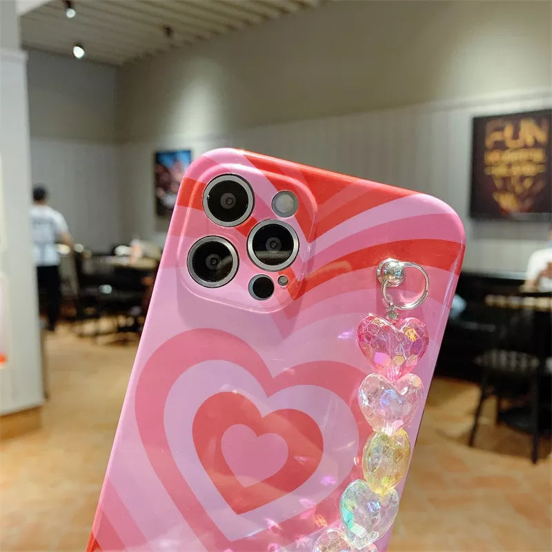 Case para iPhone Diseño Love con holder de corazones