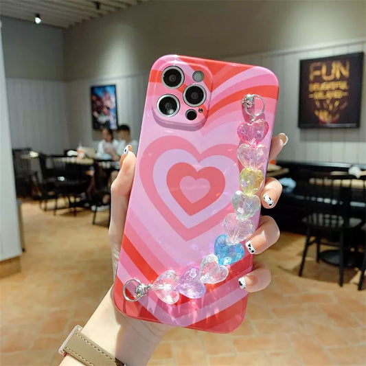 Case para iPhone Diseño Love con holder de corazones